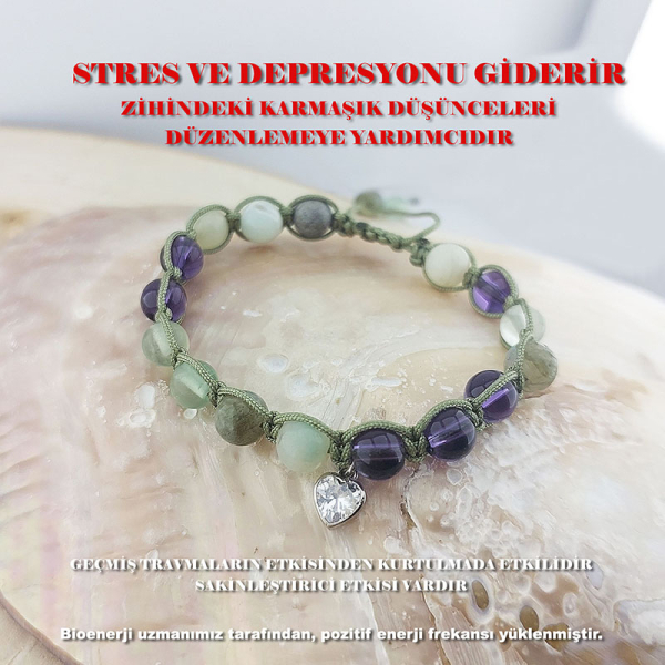 Vaoov 925 Ayar Gümüş Doğal Taşlı Stres ve Depresyona Karşı Enerji Bilekliği - Thumbnail (1)