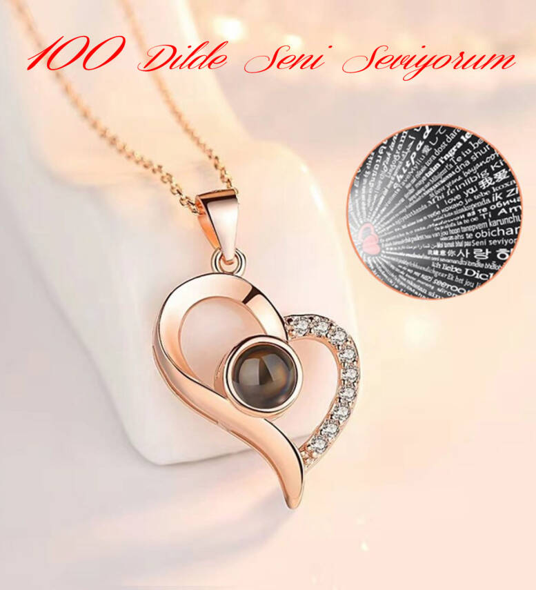 100 Dilde Seni Seviyorum Yazılı Kolye - 1