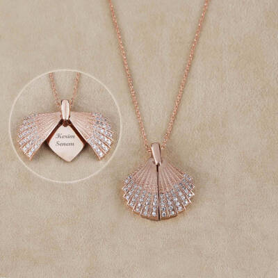 925 Ayar Gümüş Açılan İstiridye Kolye - 2