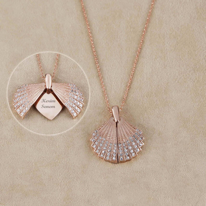 925 Ayar Gümüş Açılan İstiridye Kolye - 2