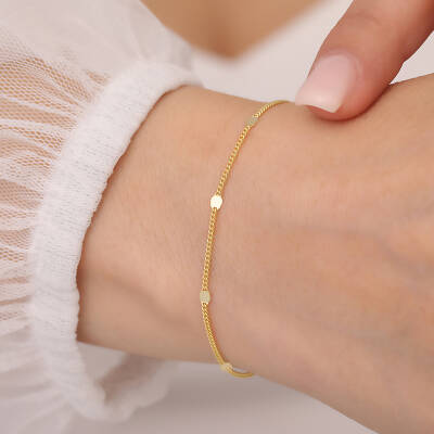 925 Ayar Gümüş Baskılı Gurmet Zincir Bileklik - 2