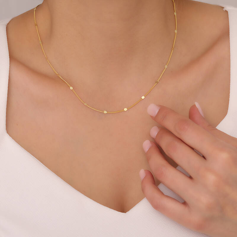 925 Ayar Gümüş Baskılı Gurmet Zincir Kolye - 1