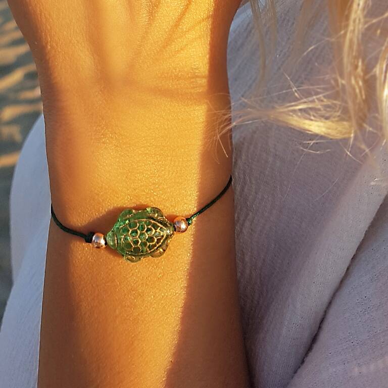 925 Ayar Gümüş Çek Kristali Kaplumbağa Bileklik - 2