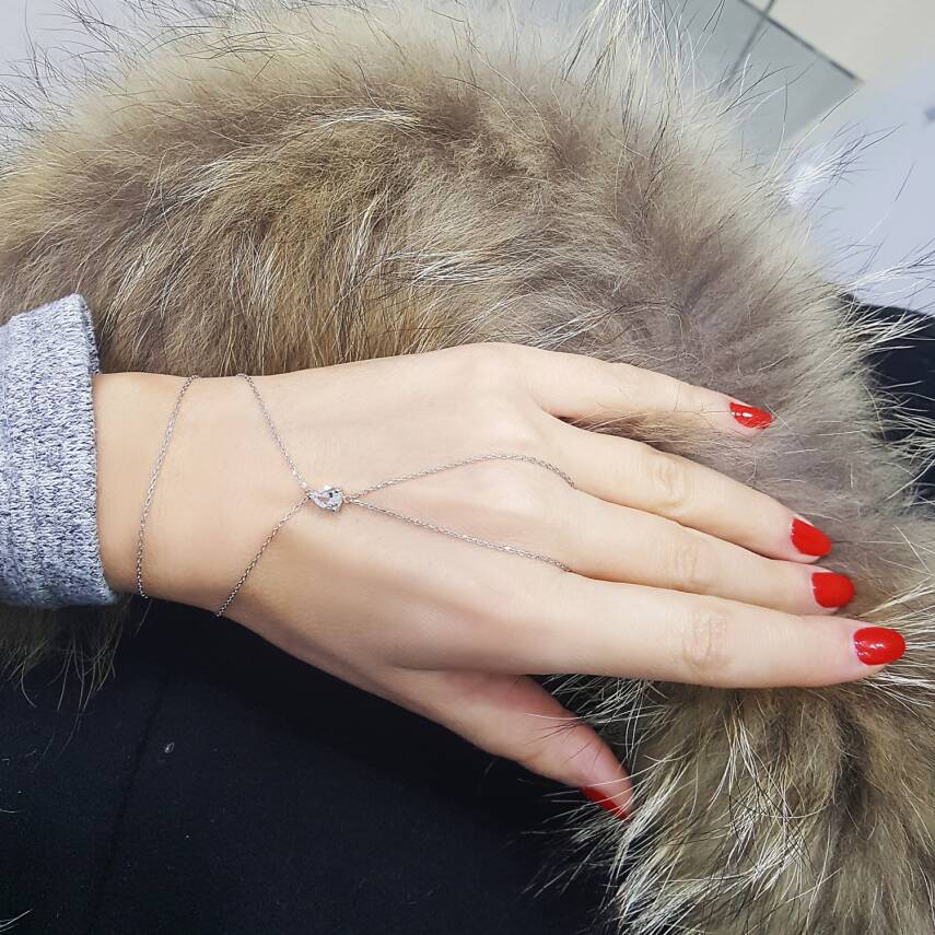 925 Ayar Gümüş Damla Taşlı Şahmeran Bileklik - 2