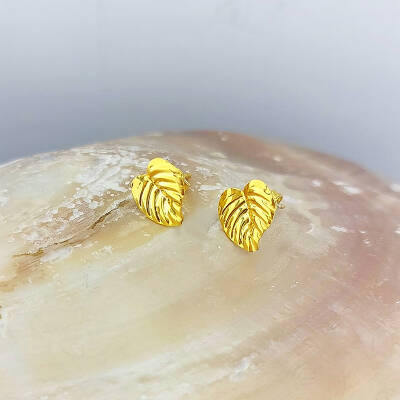 925 Ayar Gümüş Dokulu Yaprak Küpe - 4