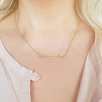 925 Ayar Gümüş El Yazısı İmza Kolye - 1