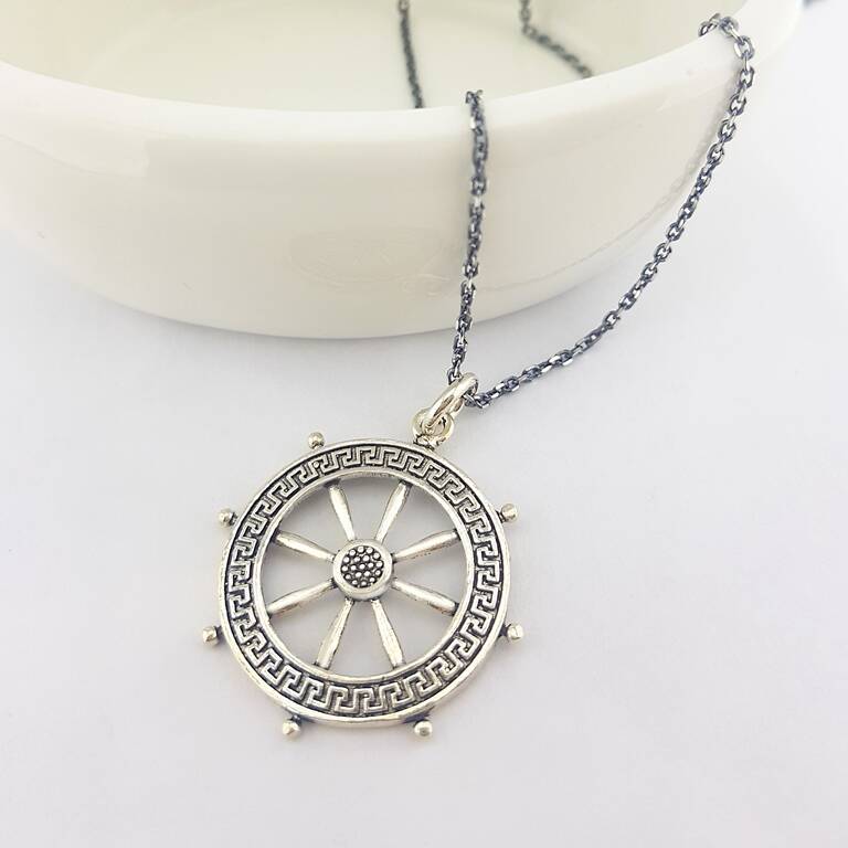 925 Ayar Gümüş Gemici Dümeni Erkek Kolye - 1