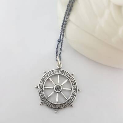 925 Ayar Gümüş Gemici Dümeni Erkek Kolye - 2