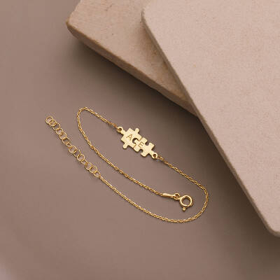 925 Ayar Gümüş Harfli Puzzle Bileklik - 3