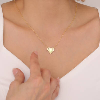 925 Ayar Gümüş Harfli Yara Bandı Kalp Kolye - 2