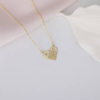 925 Ayar Gümüş Harfli Yara Bandı Kalp Kolye - 3