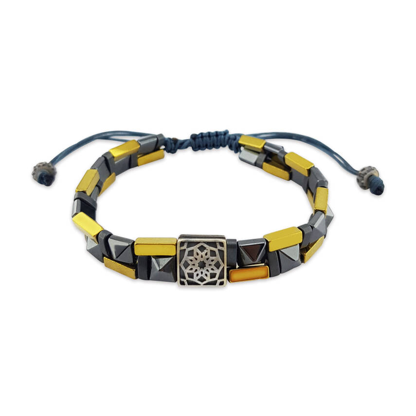 925 Ayar Gümüş Hematit Taşlı Gümüş Bileklik   - 1