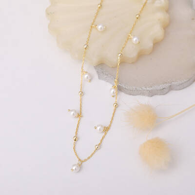 925 Ayar Gümüş İnci Sallantılı Kolye - 3