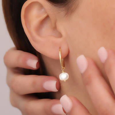 925 Ayar Gümüş İncili Halka Küpe