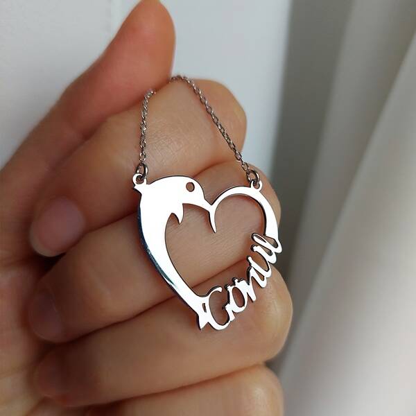 925 Ayar Gümüş İsim Yazılı Yunus Kolye - 6