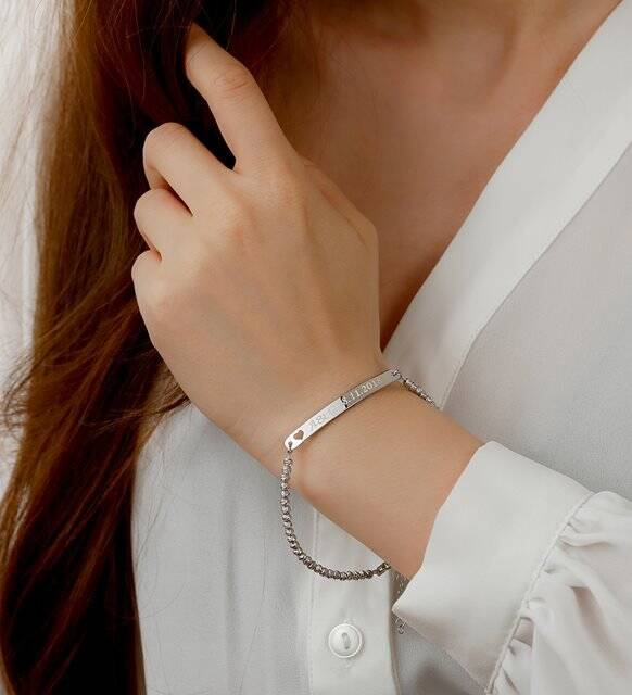 925 Ayar Gümüş İsimli Dorika Bileklik - 1