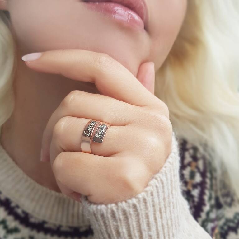 925 Ayar Gümüş İsimli Kıvrım Yüzük - 3