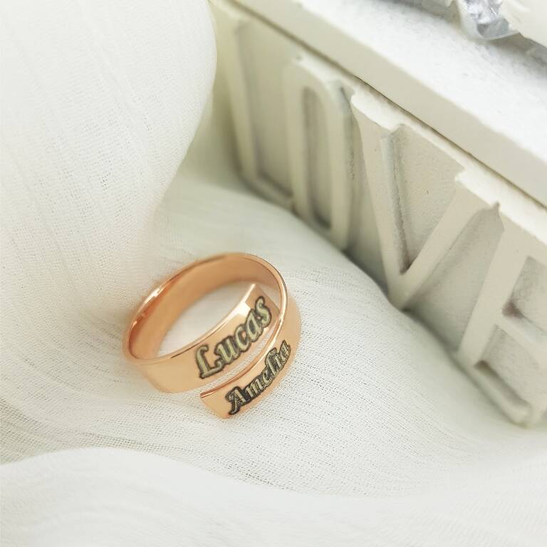 925 Ayar Gümüş İsimli Kıvrım Yüzük - 4