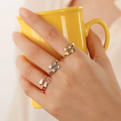 925 Ayar Gümüş İsimli Kıvrım Yüzük - 8