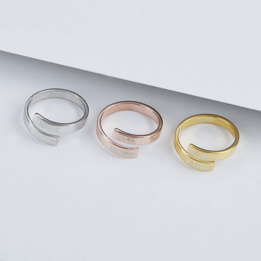 925 Ayar Gümüş İsimli Kıvrım Yüzük - 9