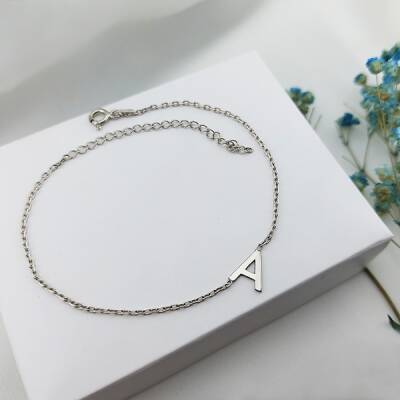 925 Ayar Gümüş Kadın A Harfi Bileklik - 3