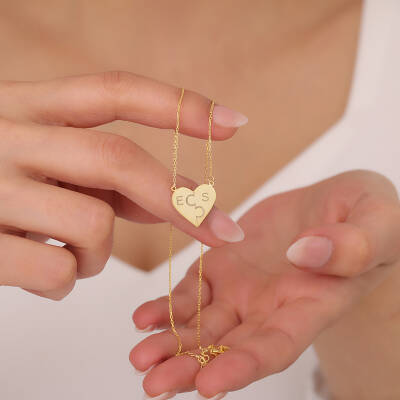 925 Ayar Gümüş Kalp Formunda Puzzle Kolye