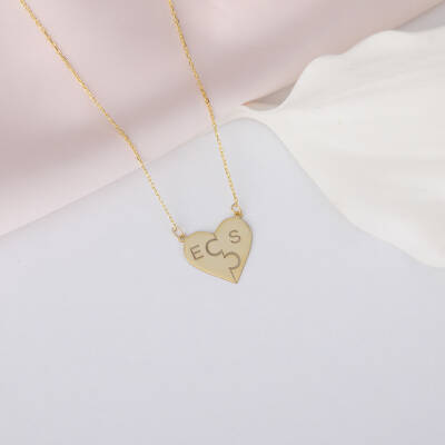 925 Ayar Gümüş Kalp Formunda Puzzle Kolye - 3