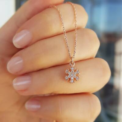 925 Ayar Gümüş Kar Tanesi Kolye - 1
