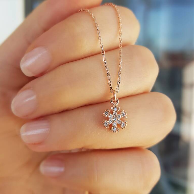 925 Ayar Gümüş Kar Tanesi Kolye - 1