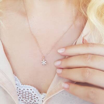 925 Ayar Gümüş Kar Tanesi Kolye - 2