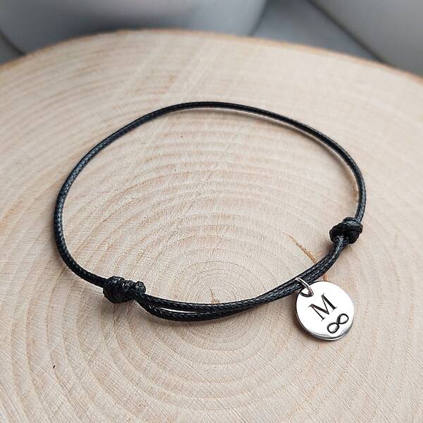 925 Ayar Gümüş Kişiye Özel Harfli Sonsuzluk İp Bileklik - 1