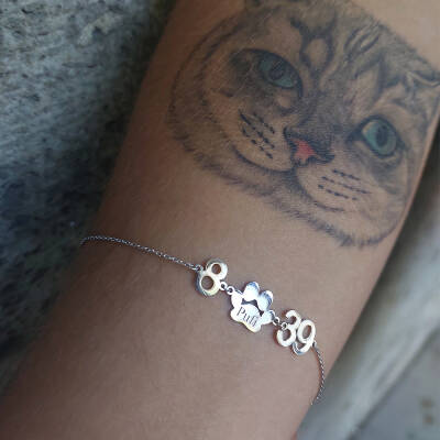 925 Ayar Gümüş Kişiye Özel İsim ve Rakamlı Pati Bileklik - 2