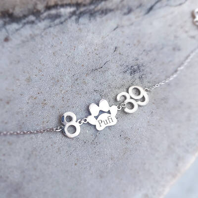 925 Ayar Gümüş Kişiye Özel İsim ve Rakamlı Pati Bileklik - 3