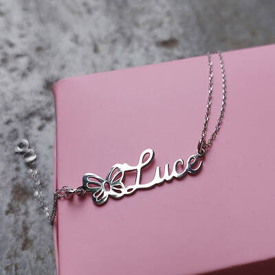 925 Ayar Gümüş Kişiye Özel İsimli Kelebek Bileklik - 2