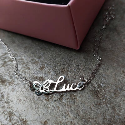 925 Ayar Gümüş Kişiye Özel İsimli Kelebek Bileklik - 5