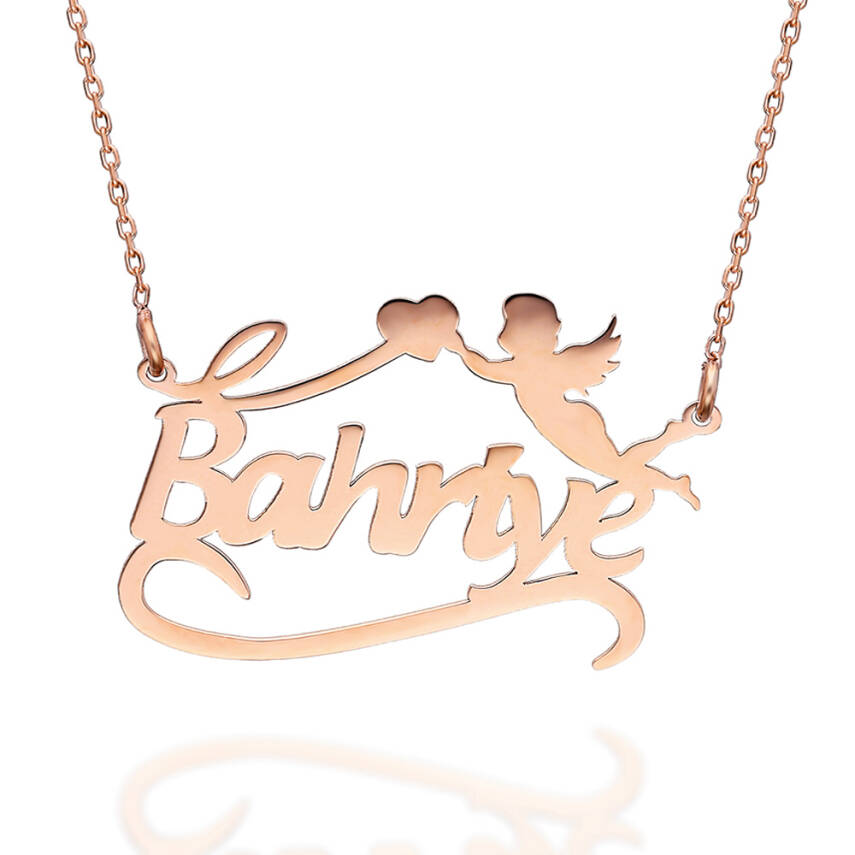 925 Ayar Gümüş Melekli İsim Kolye - 1