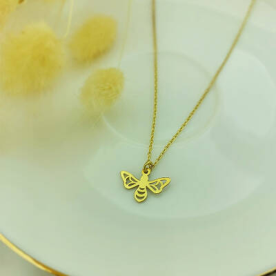 925 Ayar Gümüş Minimal Arı Kolye - 2