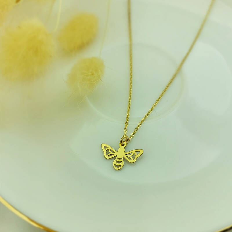 925 Ayar Gümüş Minimal Arı Kolye - 2