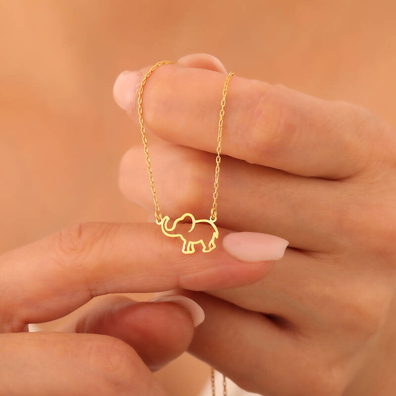 925 Ayar Gümüş Minimal Fil Kolye - 1