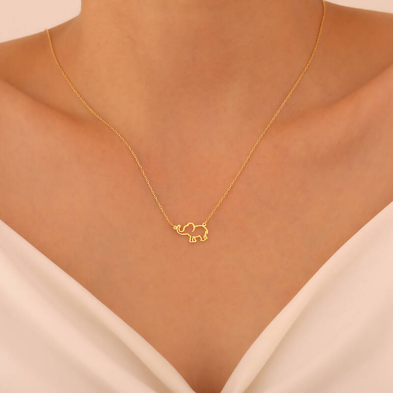 925 Ayar Gümüş Minimal Fil Kolye - 2