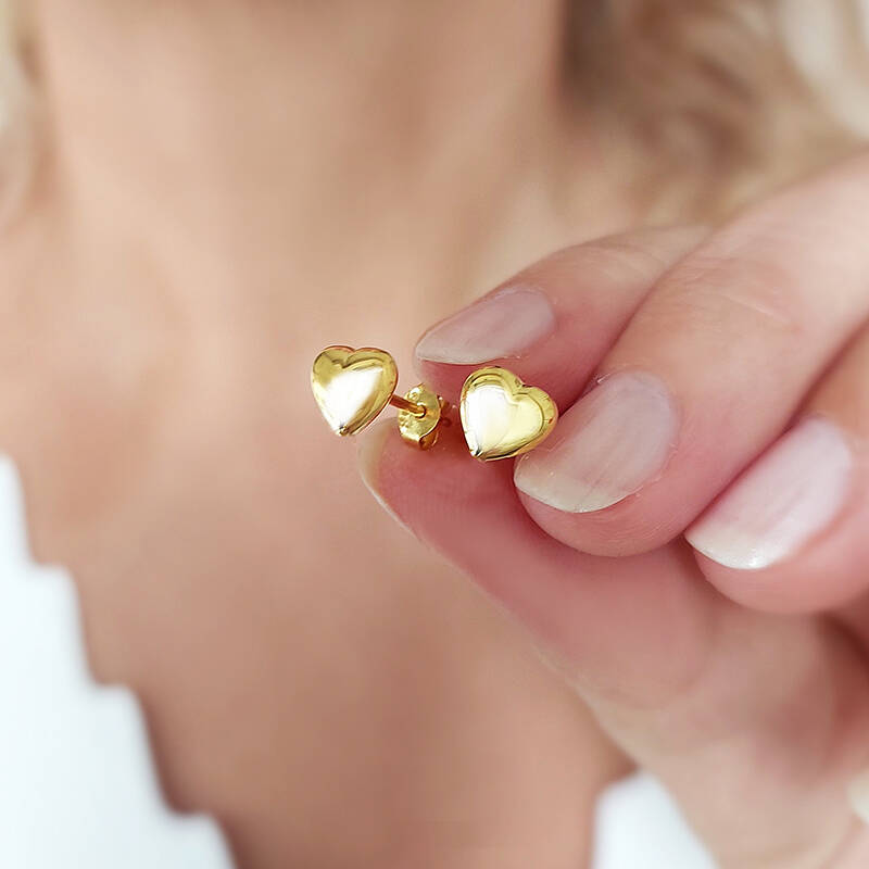 925 Ayar Gümüş Minimal Kalp Küpe - 1