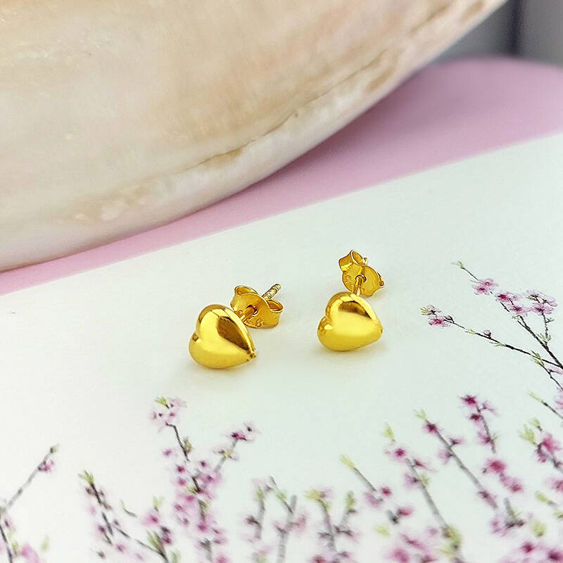 925 Ayar Gümüş Minimal Kalp Küpe - 2