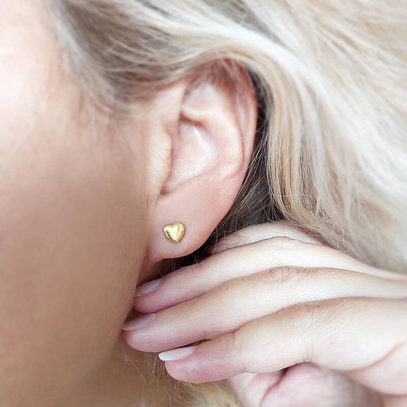 925 Ayar Gümüş Minimal Kalp Küpe - 3