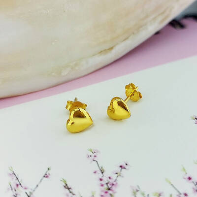 925 Ayar Gümüş Minimal Kalp Küpe - 4