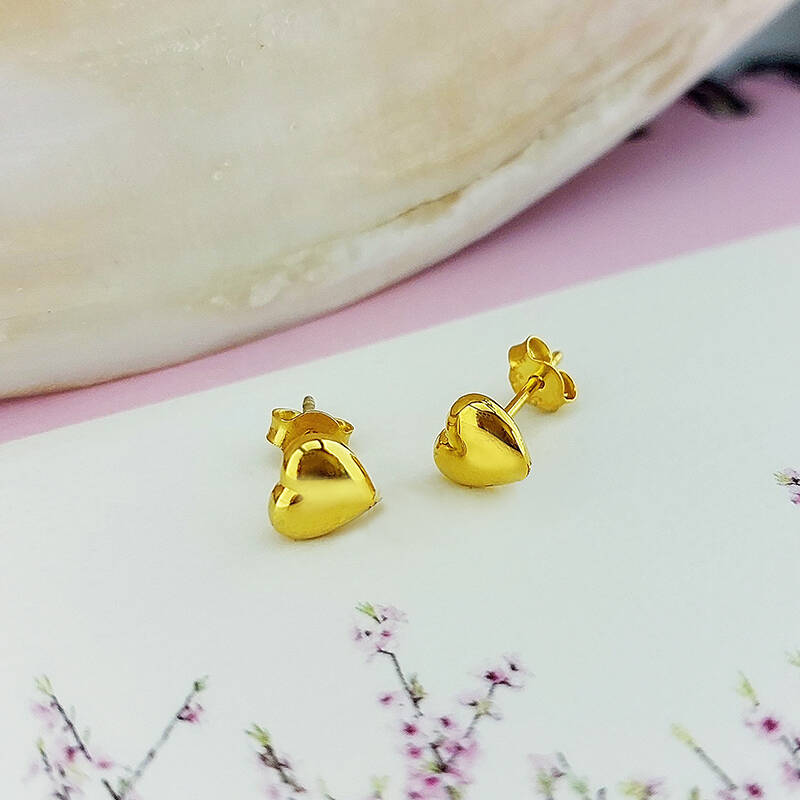 925 Ayar Gümüş Minimal Kalp Küpe - 4