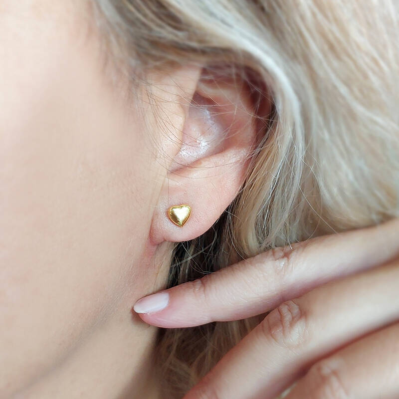 925 Ayar Gümüş Minimal Kalp Küpe - 5