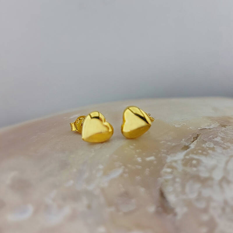 925 Ayar Gümüş Minimal Kalp Küpe - 6