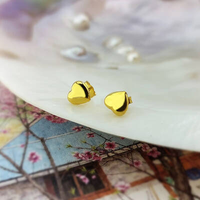 925 Ayar Gümüş Minimal Kalp Küpe - 7