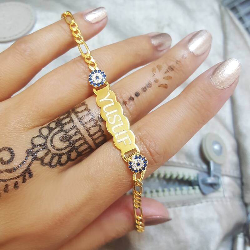 925 Ayar Gümüş Nazarlı İsimli Çocuk Bileklik - 2