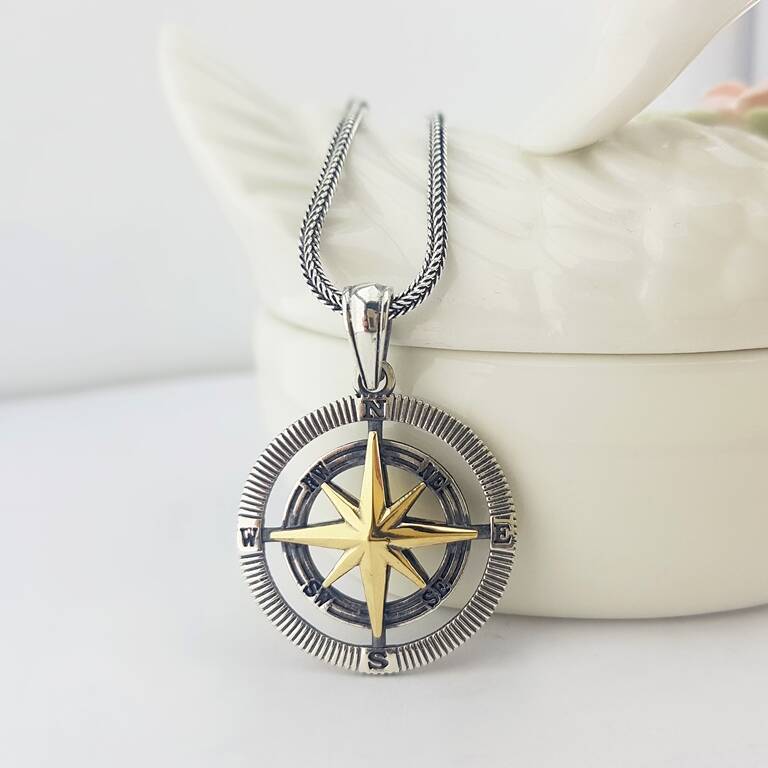 925 Ayar Gümüş Pusula Kolye - 3